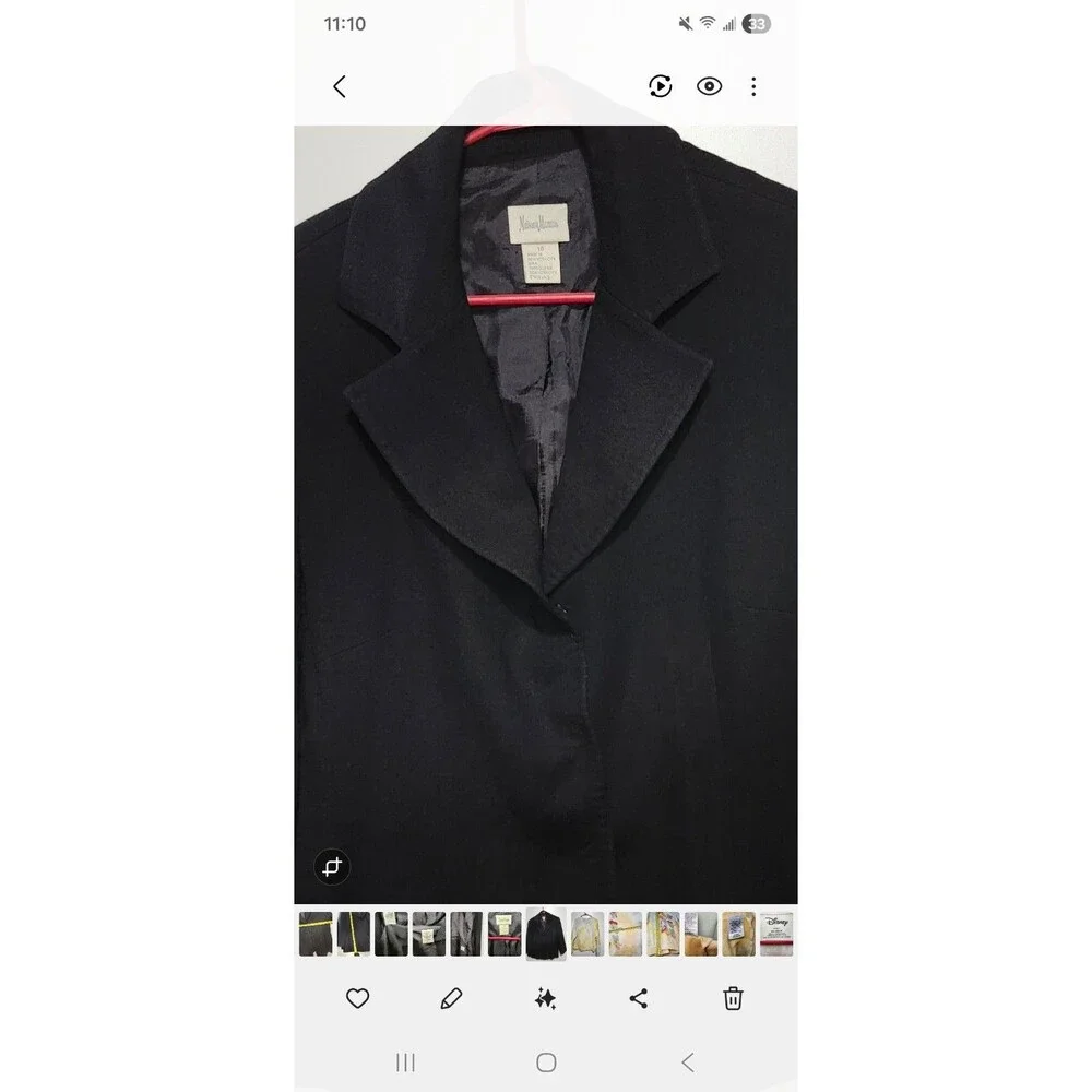 Vtg Neiman Marcus Black Blazer Womens Size 10 Snap Button Split Cuff Sleeves - Picture 2 of 12